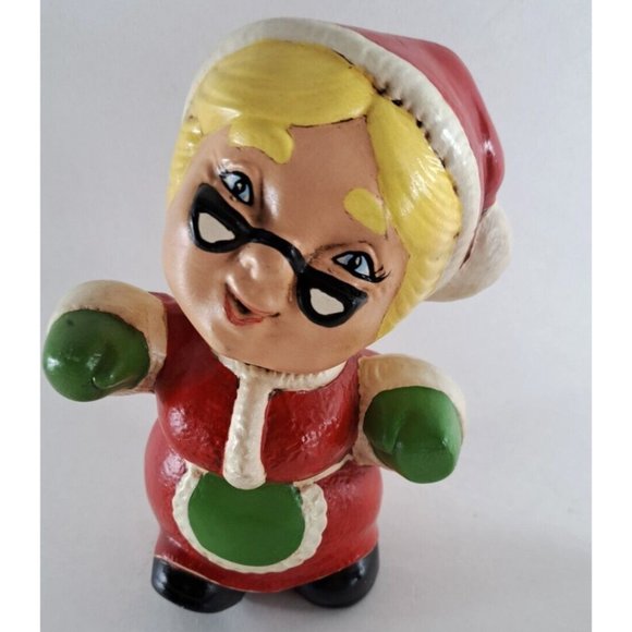 Vintage Ceramic Santa & Mrs Claus Figures Hand Painted Made From Mold Retro 7" - Picture 3 of 7